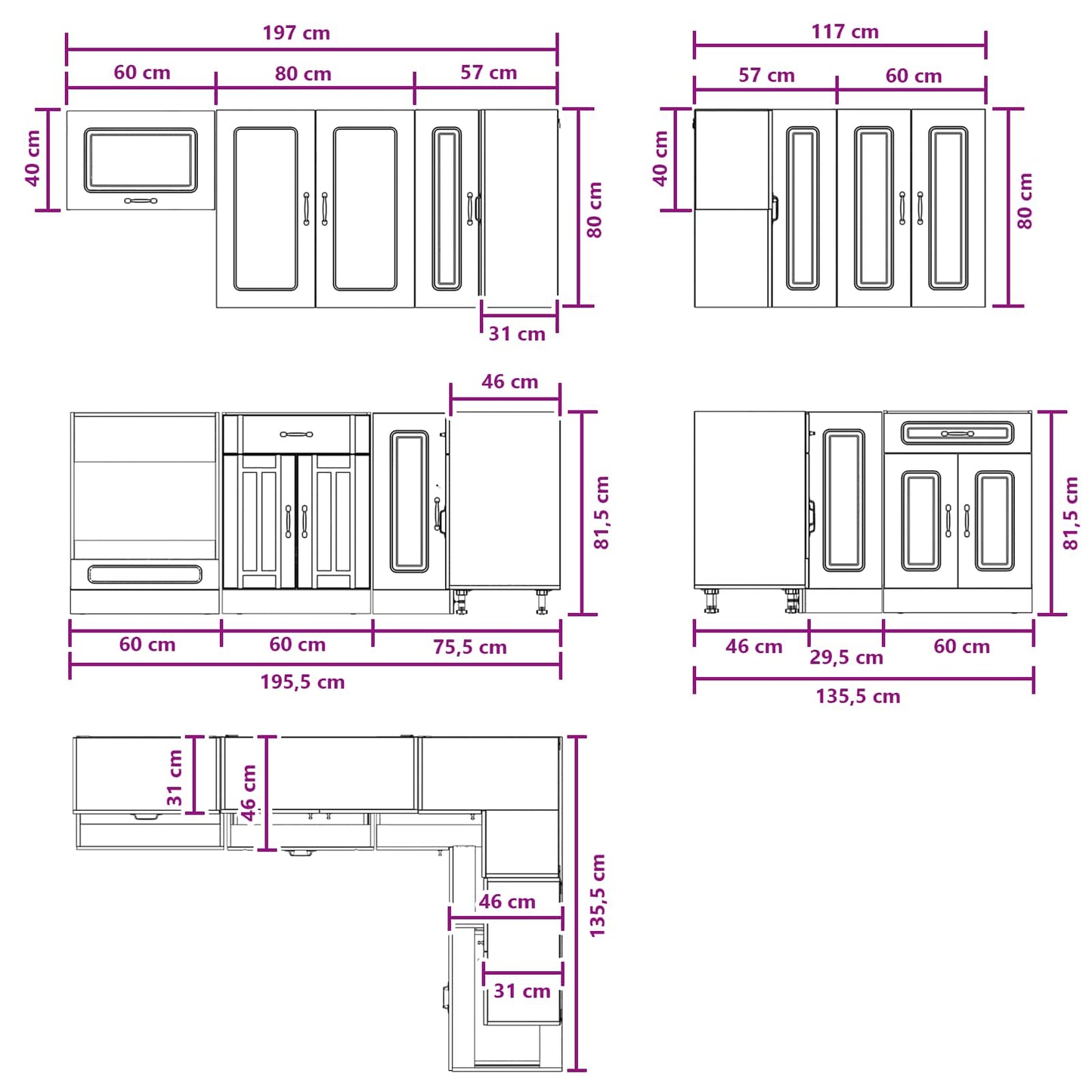 vidaXL Μονάδα κουζίνας KALMAR 8 pcs Γκρι Sonoma Επεξεργασμένο Ξύλο