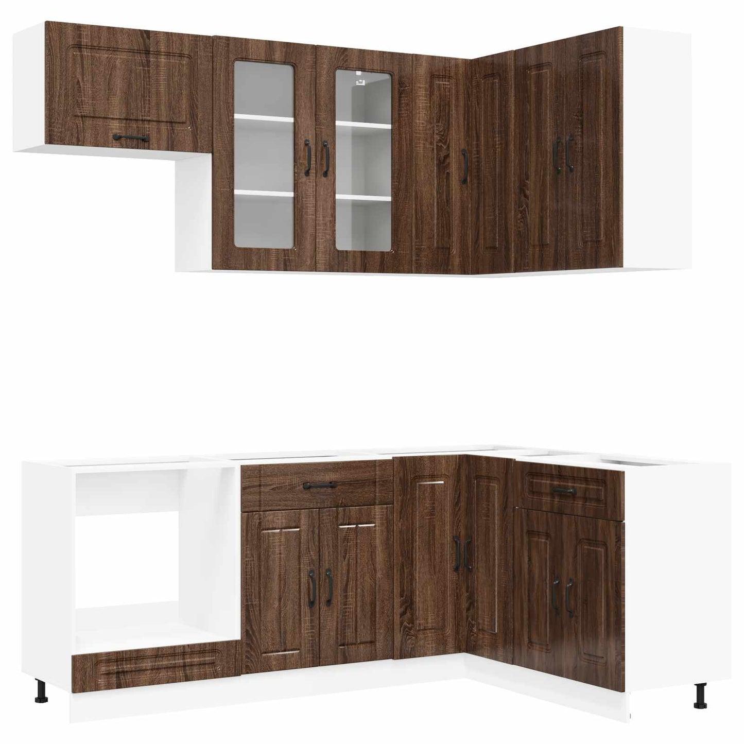 vidaXL Μονάδα κουζίνας KALMAR 8 pcs Καφέ Ξύλο Δρυός Επεξεργασμένο Ξύλο