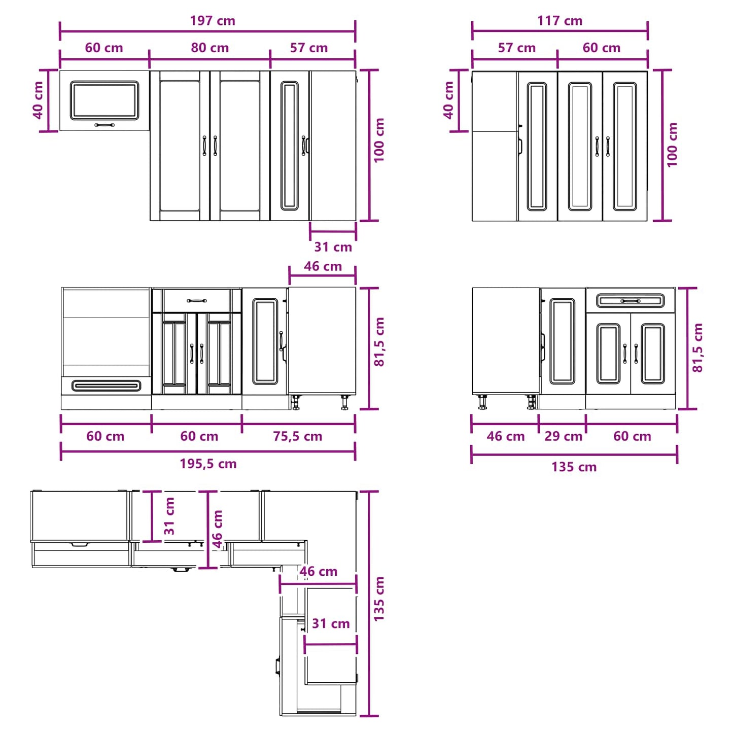 vidaXL Μονάδα κουζίνας KALMAR 8 pcs Γκρι Σκυροδέματος