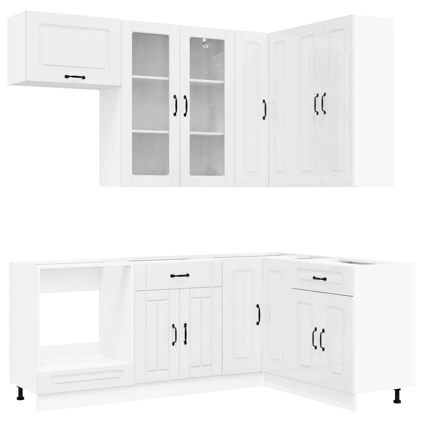 vidaXL Μονάδα κουζίνας KALMAR 8 pcs Γυαλιστερό Λευκό