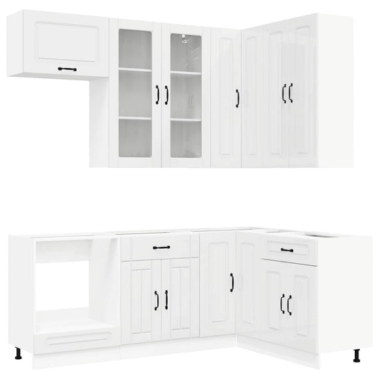 vidaXL Μονάδα κουζίνας KALMAR 8 pcs Γυαλιστερό Λευκό