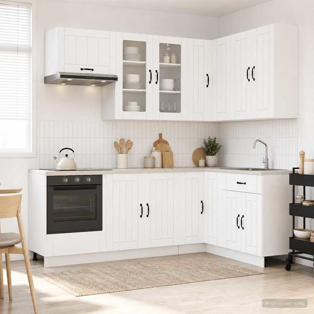 vidaXL Μονάδα κουζίνας LUCCA 8 pcs Λευκό Επεξεργασμένο Ξύλο