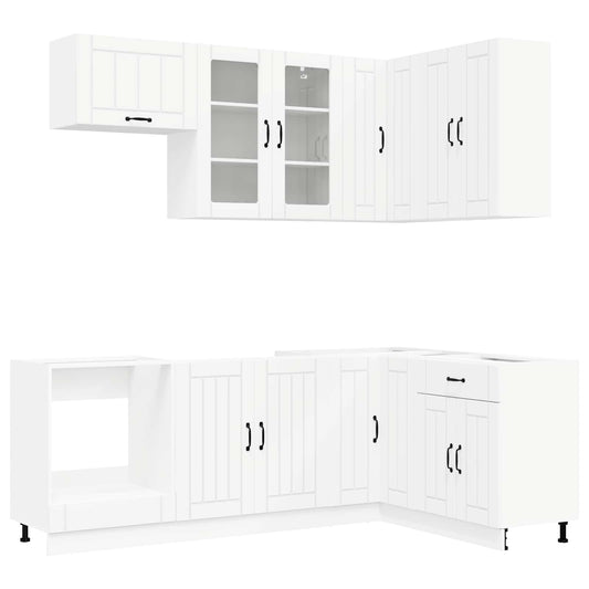 vidaXL Μονάδα κουζίνας LUCCA 8 pcs Λευκό Επεξεργασμένο Ξύλο