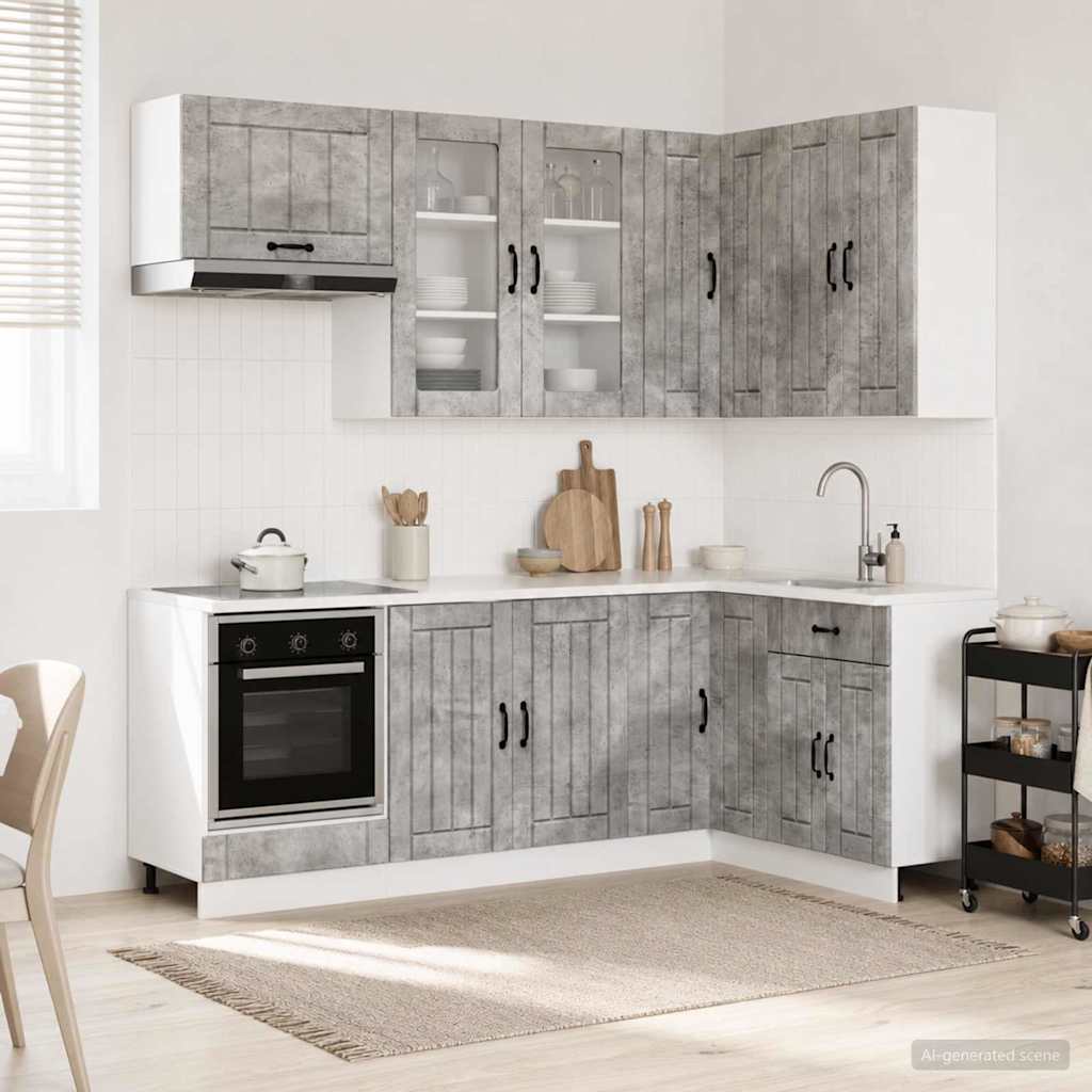 vidaXL Μονάδα κουζίνας LUCCA 8 pcs Γκρι Σκυροδέματος