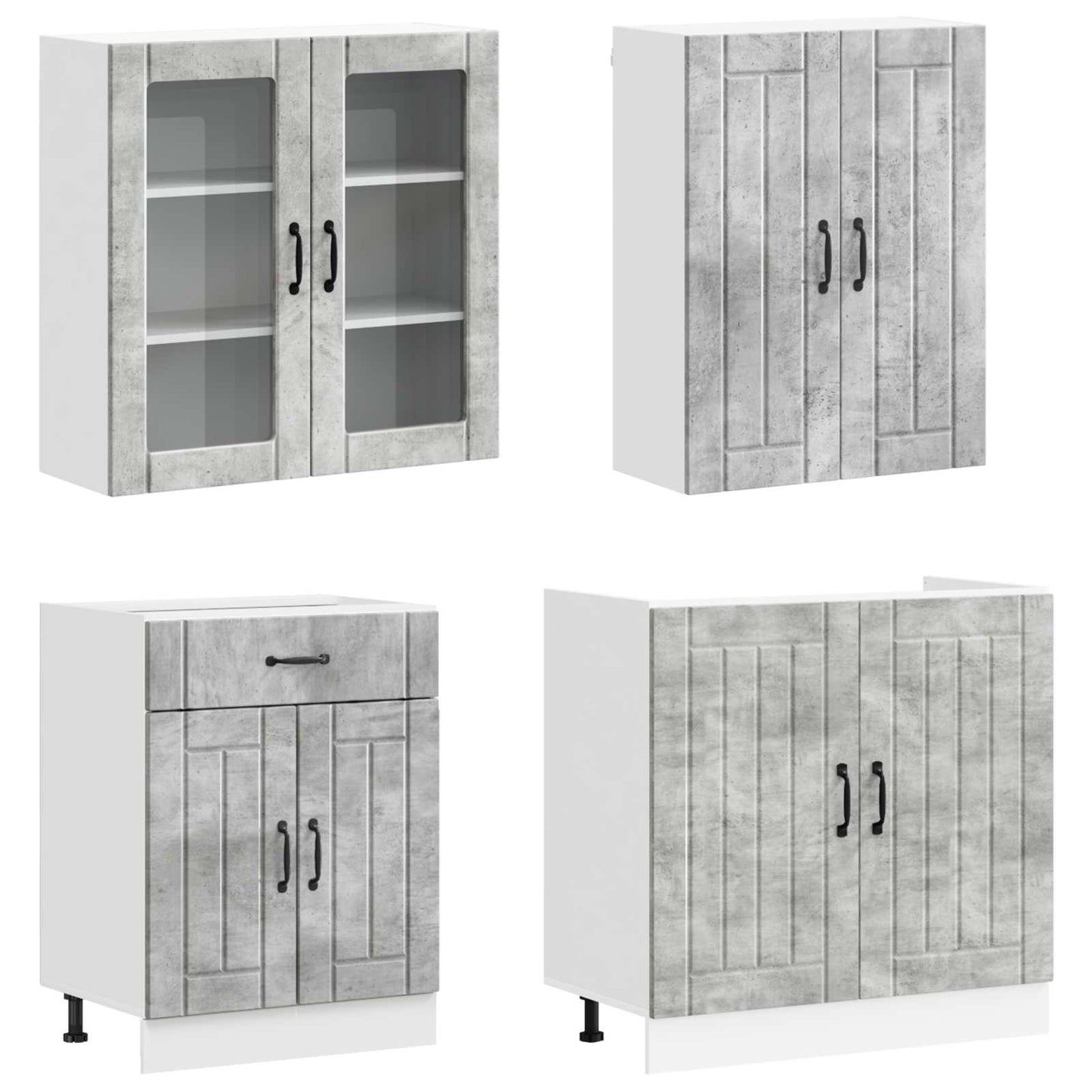 vidaXL Μονάδα κουζίνας LUCCA 8 pcs Γκρι Σκυροδέματος