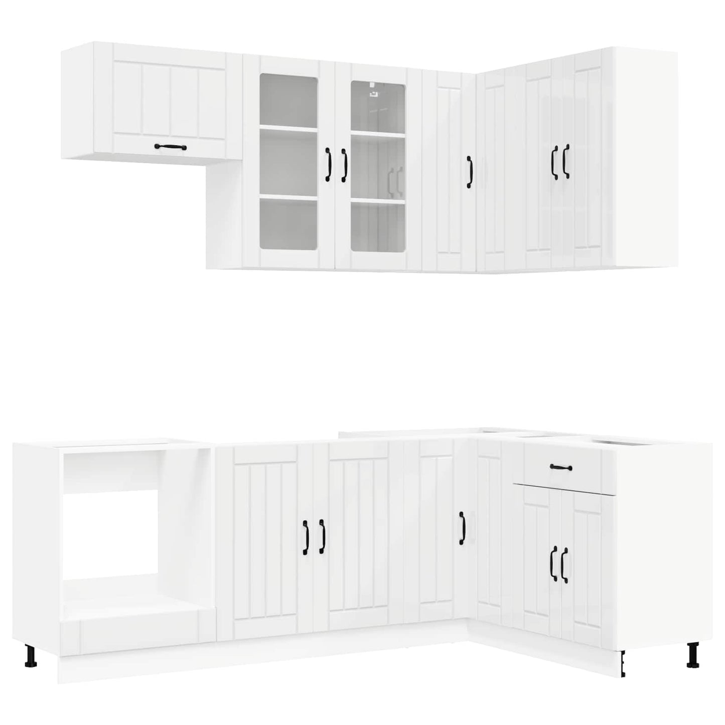 vidaXL Μονάδα κουζίνας LUCCA 8 pcs Γυαλιστερό Λευκό Επεξεργασμένο Ξύλο