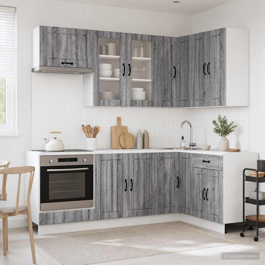 vidaXL Μονάδα κουζίνας LUCCA 8 pcs Γκρι Sonoma Επεξεργασμένο Ξύλο