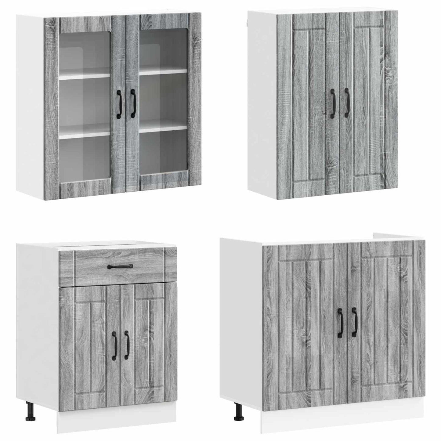 vidaXL Μονάδα κουζίνας LUCCA 8 pcs Γκρι Sonoma Επεξεργασμένο Ξύλο