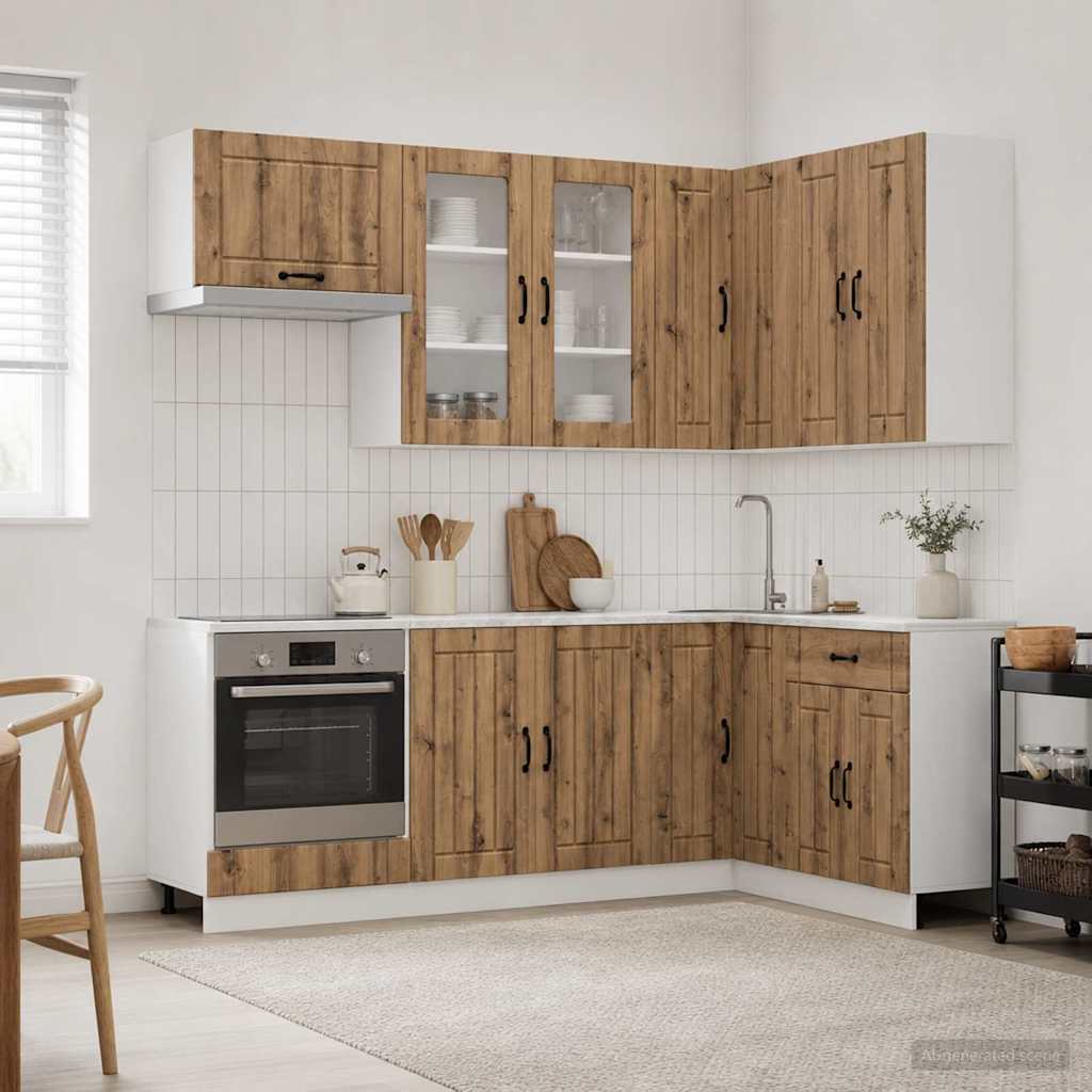 vidaXL Μονάδα κουζίνας LUCCA 8 pcs Artisan Δρυς Επεξεργασμένο Ξύλο