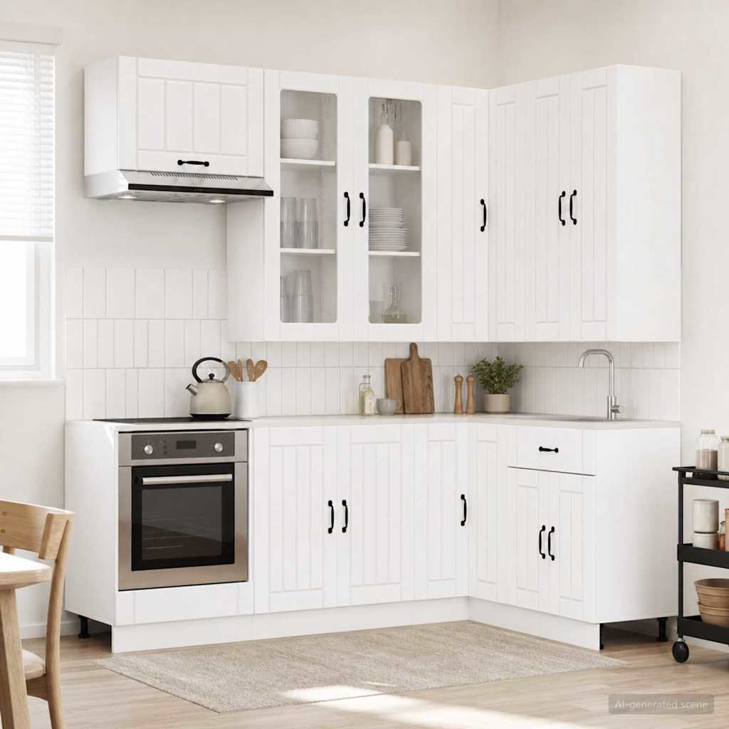 vidaXL Μονάδα κουζίνας LUCCA 8 pcs Λευκό Επεξεργασμένο Ξύλο