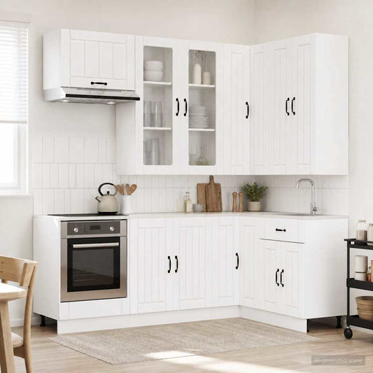 vidaXL Μονάδα κουζίνας LUCCA 8 pcs Λευκό Επεξεργασμένο Ξύλο