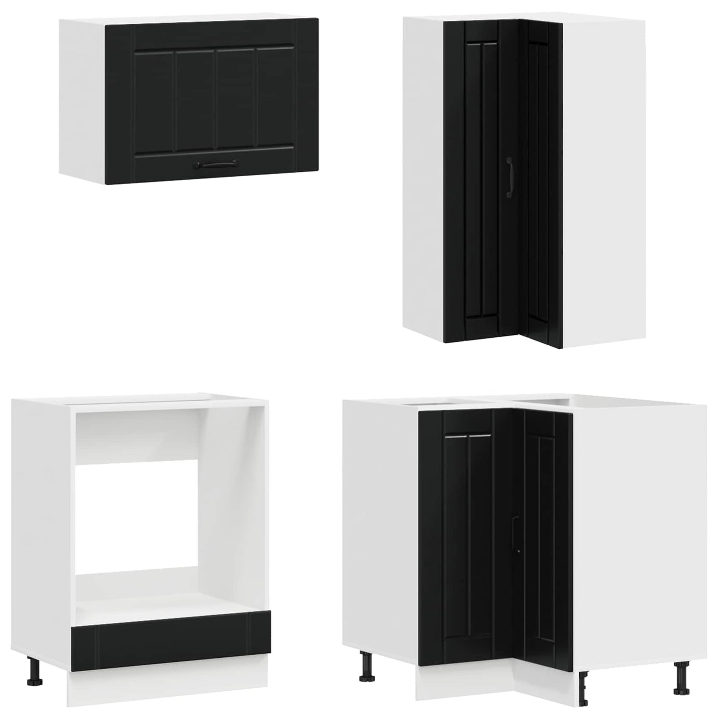 vidaXL Μονάδα κουζίνας LUCCA 8 pcs Μαύρο Επεξεργασμένο Ξύλο