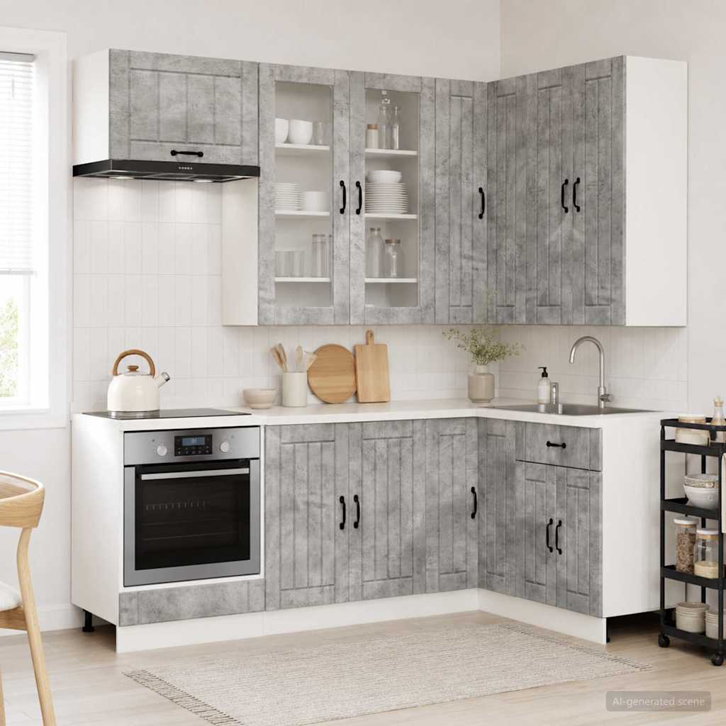 vidaXL Μονάδα κουζίνας LUCCA 8 pcs Γκρι Σκυροδέματος