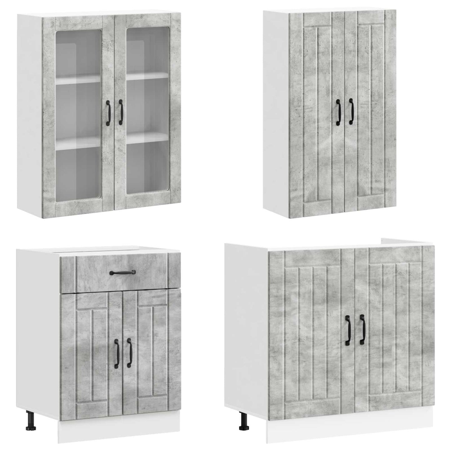 vidaXL Μονάδα κουζίνας LUCCA 8 pcs Γκρι Σκυροδέματος