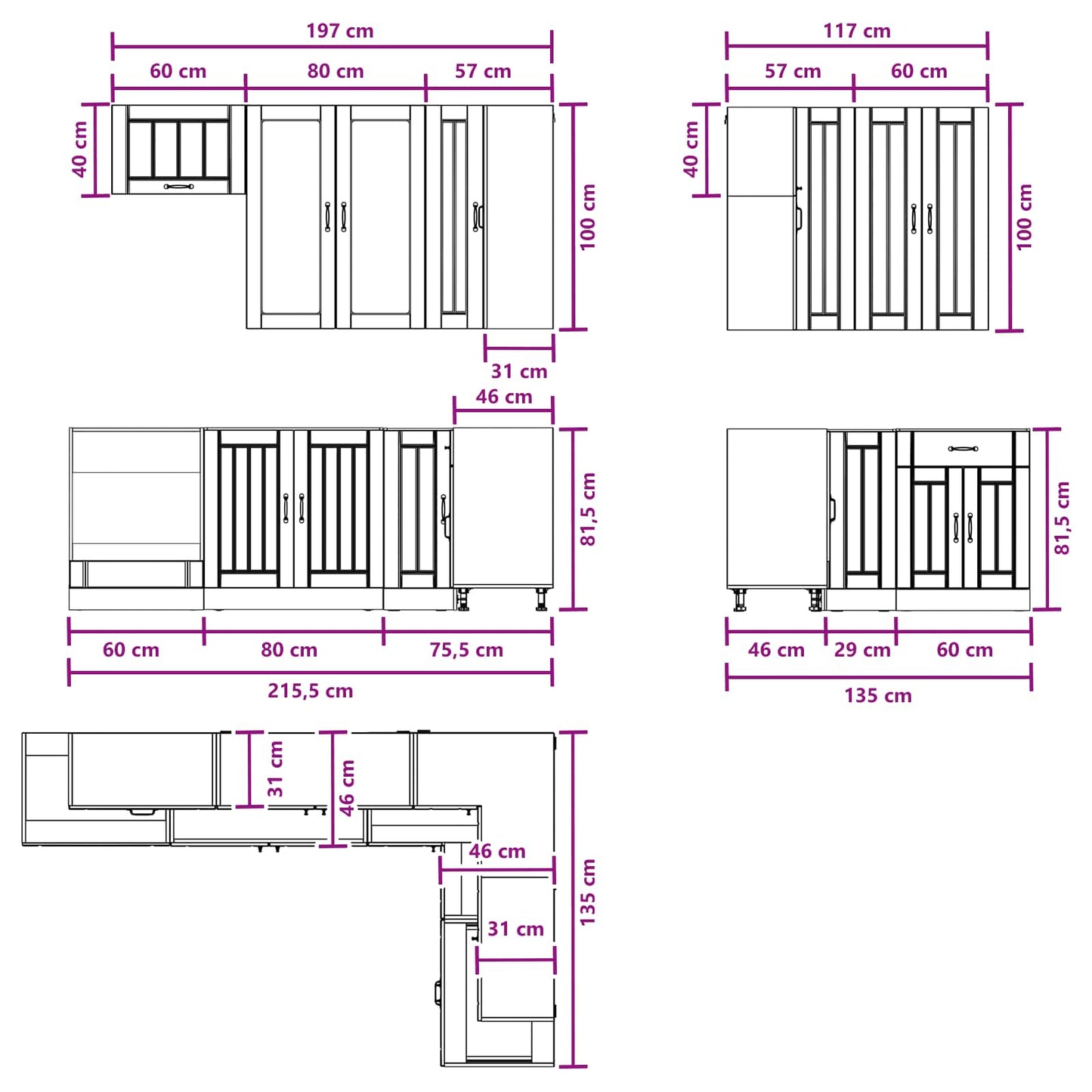 vidaXL Μονάδα κουζίνας LUCCA 8 pcs Γκρι Σκυροδέματος