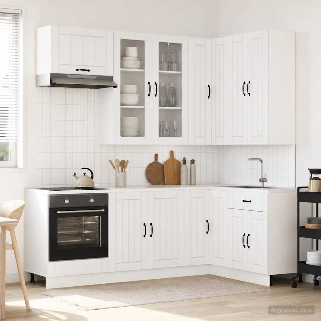 vidaXL Μονάδα κουζίνας LUCCA 8 pcs Γυαλιστερό Λευκό Επεξεργασμένο Ξύλο