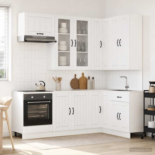 vidaXL Μονάδα κουζίνας LUCCA 8 pcs Γυαλιστερό Λευκό Επεξεργασμένο Ξύλο