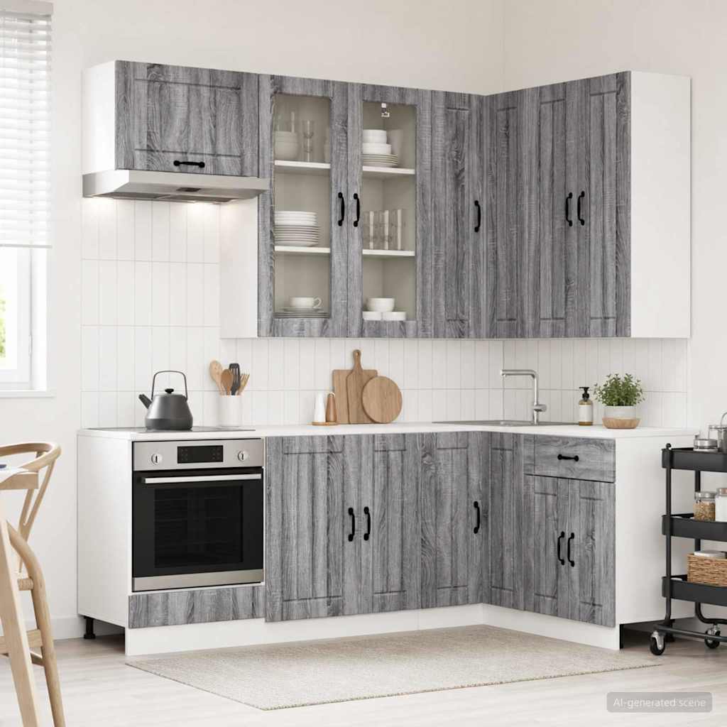 vidaXL Μονάδα κουζίνας LUCCA 8 pcs Γκρι Sonoma Επεξεργασμένο Ξύλο
