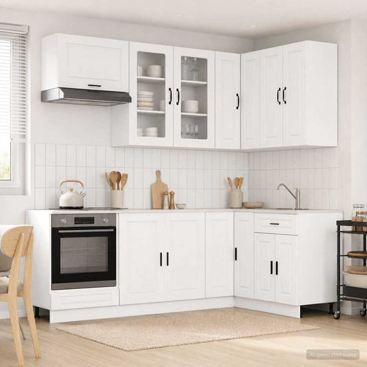 vidaXL Μονάδα κουζίνας PORTO 8 pcs Λευκό Επεξεργασμένο Ξύλο