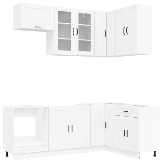 vidaXL Μονάδα κουζίνας PORTO 8 pcs Λευκό Επεξεργασμένο Ξύλο