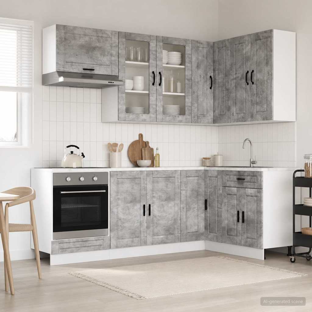 vidaXL Μονάδα κουζίνας PORTO 8 pcs Γκρι Σκυροδέματος