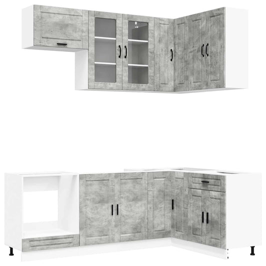 vidaXL Μονάδα κουζίνας PORTO 8 pcs Γκρι Σκυροδέματος