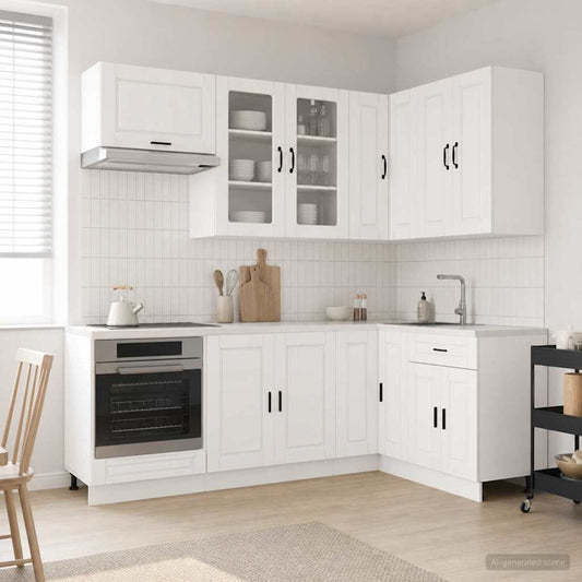 vidaXL Μονάδα κουζίνας PORTO 8 pcs Γυαλιστερό Λευκό Επεξεργασμένο Ξύλο