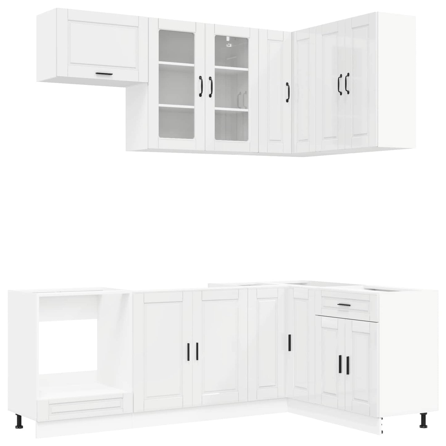 vidaXL Μονάδα κουζίνας PORTO 8 pcs Γυαλιστερό Λευκό Επεξεργασμένο Ξύλο