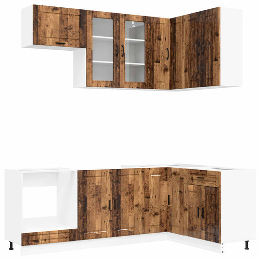 vidaXL Μονάδα κουζίνας PORTO 8 pcs Παλαιωμένο ξύλο Επεξεργασμένο Ξύλο