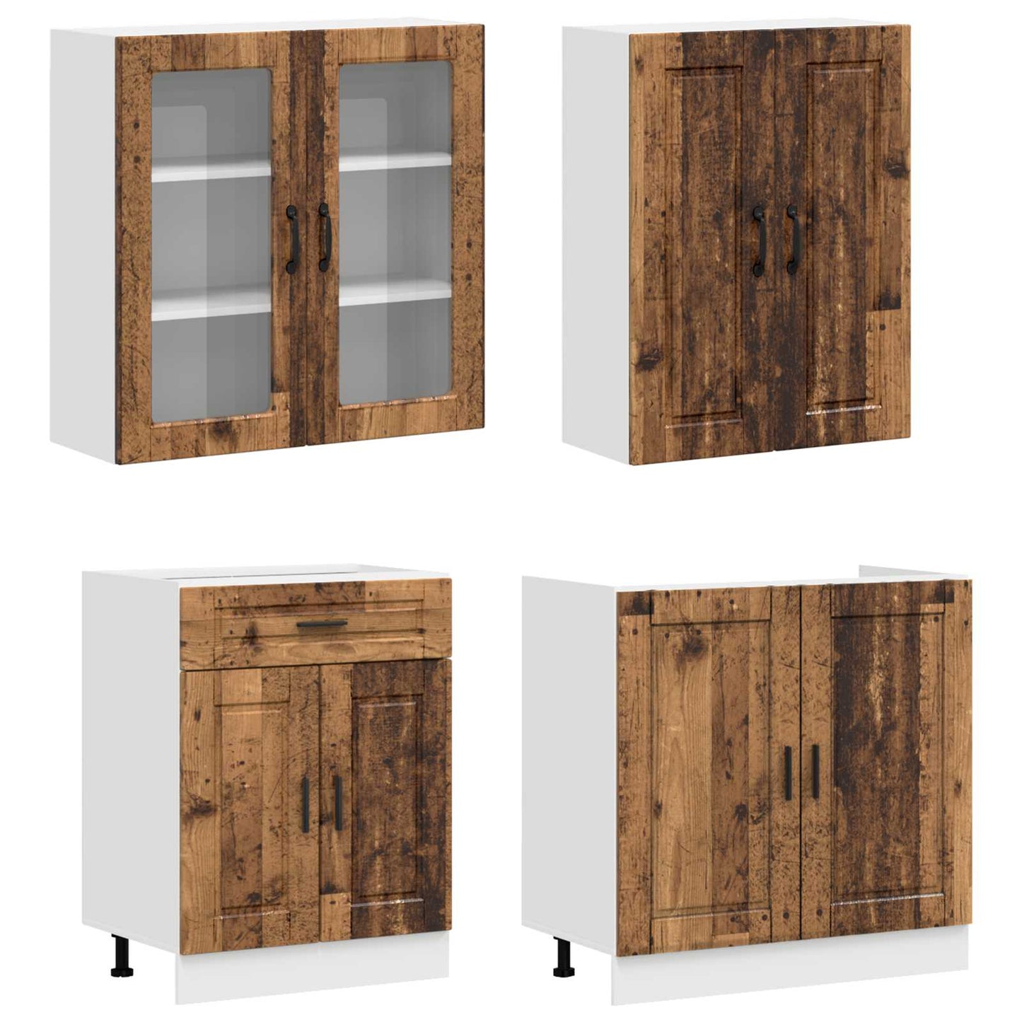 vidaXL Μονάδα κουζίνας PORTO 8 pcs Παλαιωμένο ξύλο Επεξεργασμένο Ξύλο