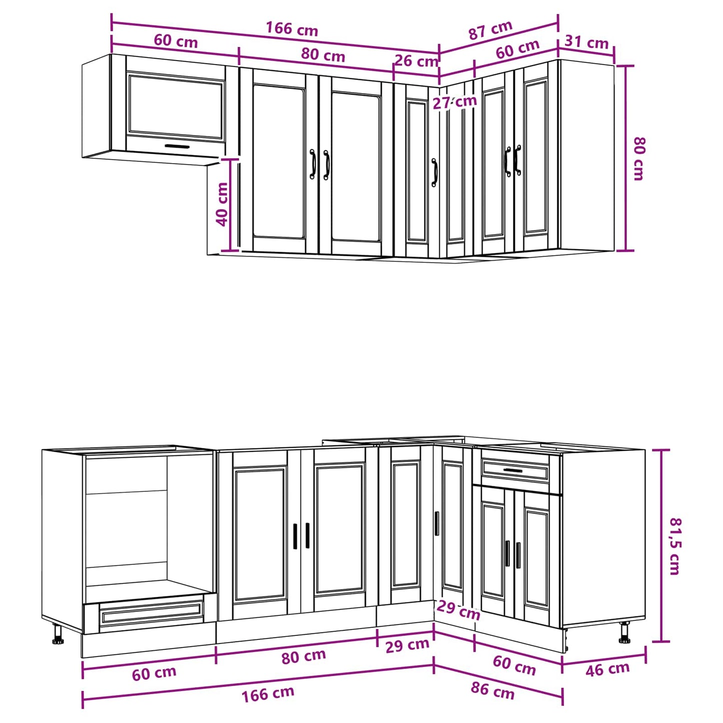 vidaXL Μονάδα κουζίνας PORTO 8 pcs Artisan Δρυς Επεξεργασμένο Ξύλο