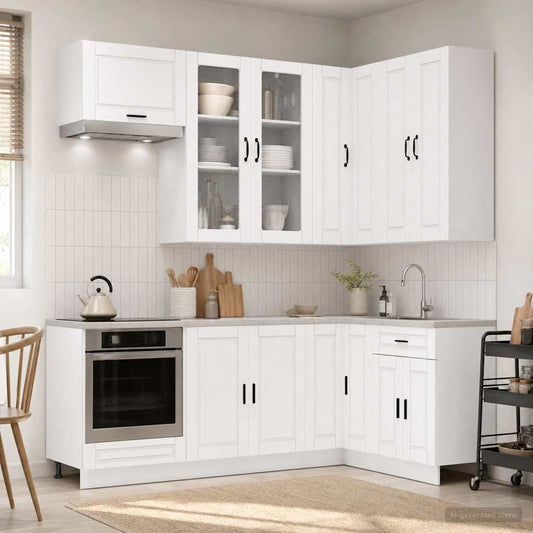 vidaXL Μονάδα κουζίνας PORTO 8 pcs Λευκό Επεξεργασμένο Ξύλο