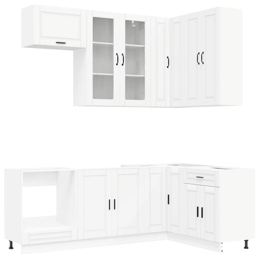 vidaXL Μονάδα κουζίνας PORTO 8 pcs Λευκό Επεξεργασμένο Ξύλο