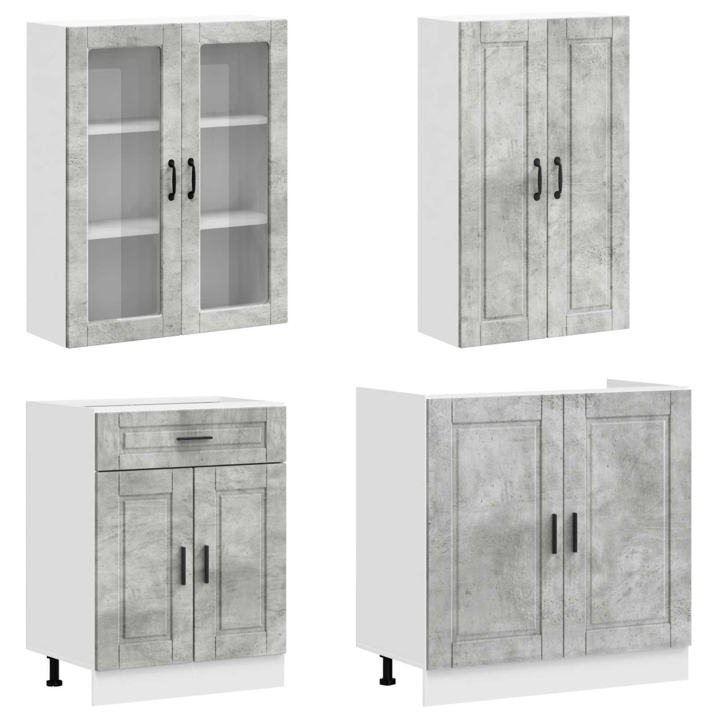 vidaXL Μονάδα κουζίνας PORTO 8 pcs Γκρι Σκυροδέματος
