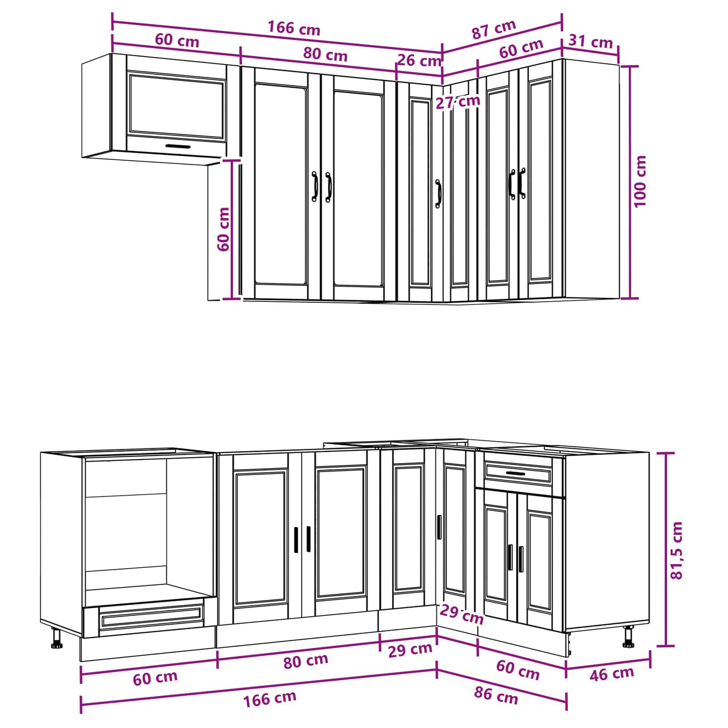 vidaXL Μονάδα κουζίνας PORTO 8 pcs Γκρι Σκυροδέματος