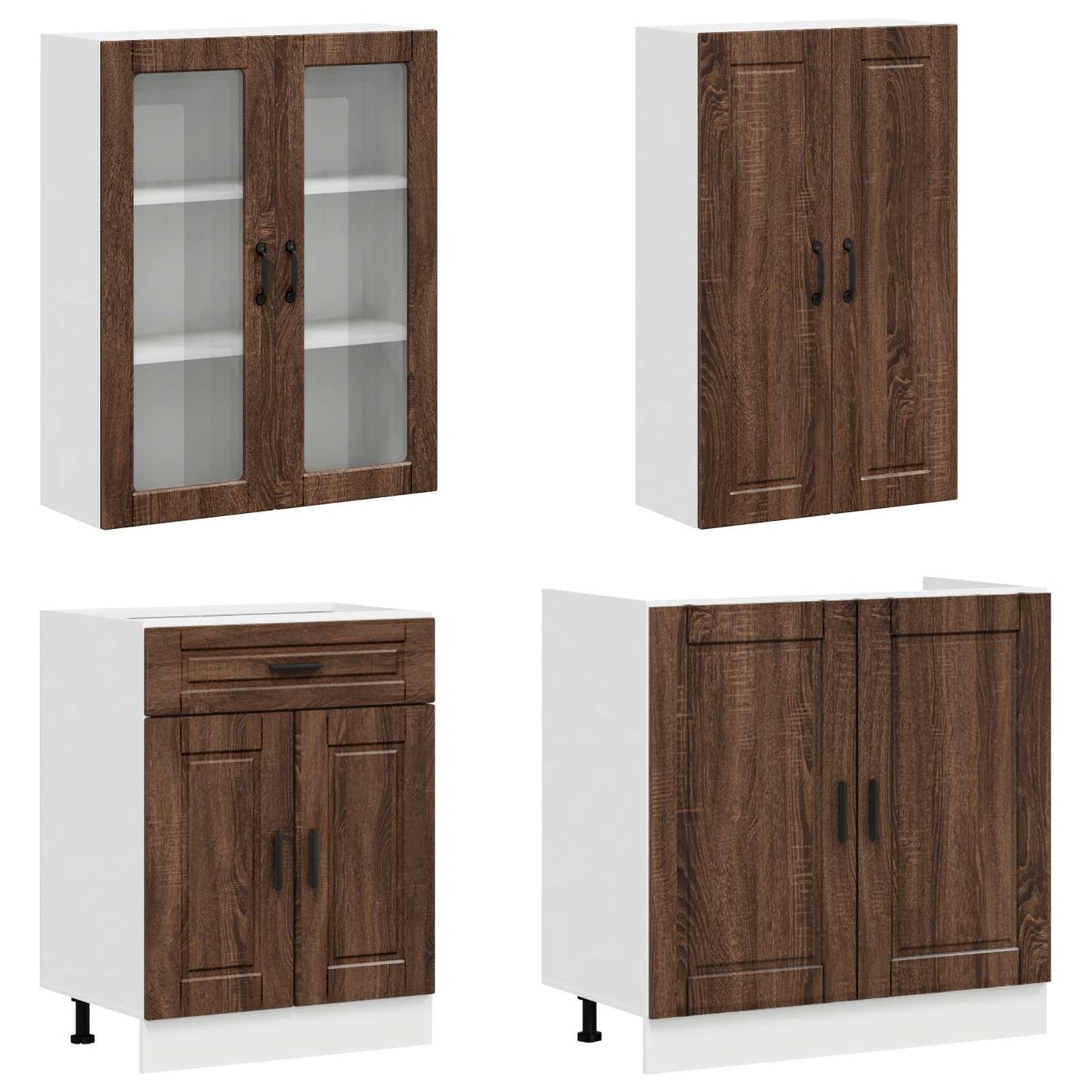 vidaXL Μονάδα κουζίνας PORTO 8 pcs Καφέ Ξύλο Δρυός Επεξεργασμένο Ξύλο
