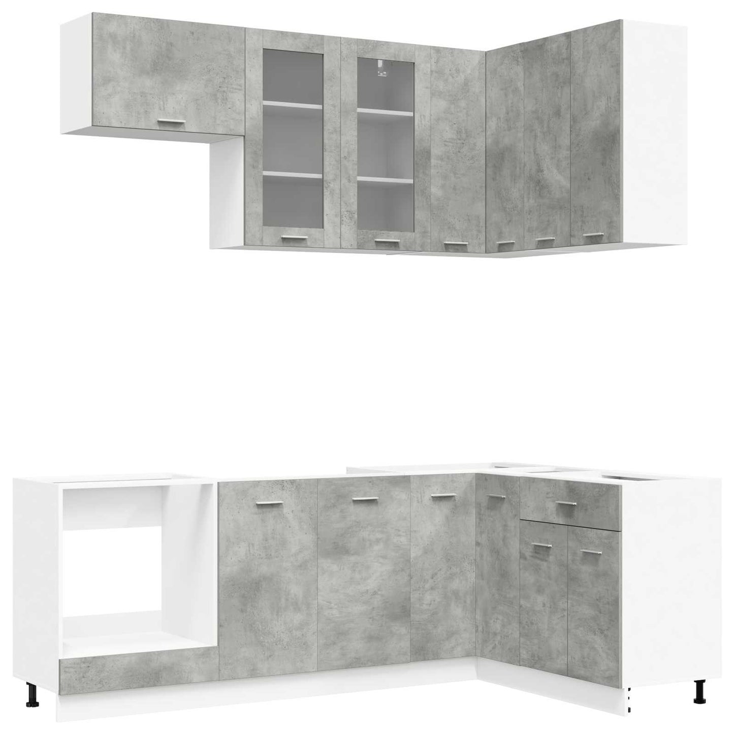 vidaXL Μονάδα κουζίνας LYON 8 pcs Γκρι Σκυροδέματος Επεξεργασμένο Ξύλο