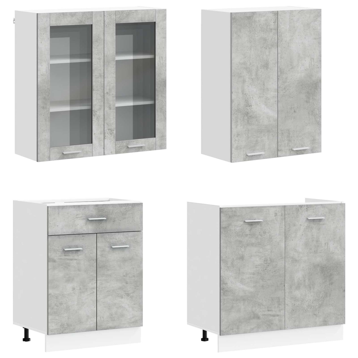 vidaXL Μονάδα κουζίνας LYON 8 pcs Γκρι Σκυροδέματος Επεξεργασμένο Ξύλο