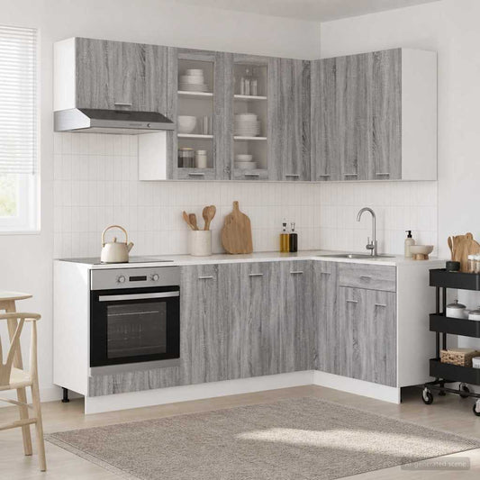 vidaXL Μονάδα κουζίνας LYON 8 pcs Γκρι Sonoma Επεξεργασμένο Ξύλο