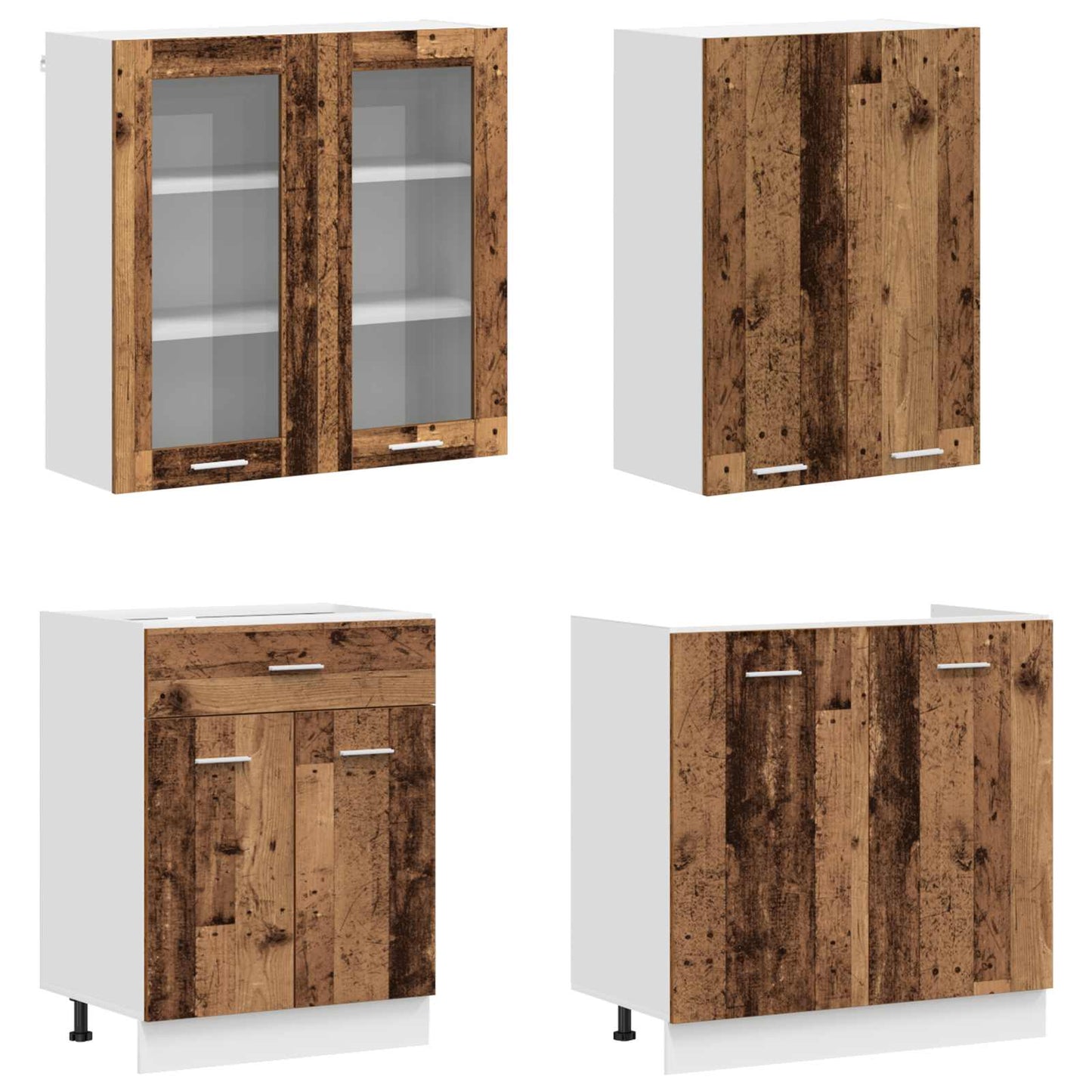 vidaXL Μονάδα κουζίνας LYON 8 pcs Παλαιωμένο ξύλο Επεξεργασμένο Ξύλο