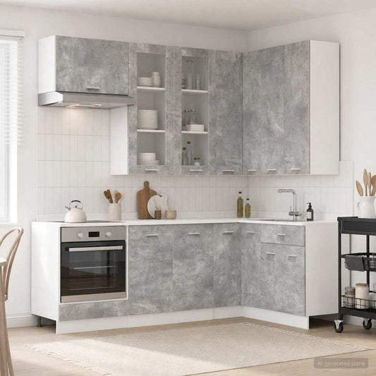 vidaXL Μονάδα κουζίνας LYON 8 pcs Γκρι Σκυροδέματος Επεξεργασμένο Ξύλο