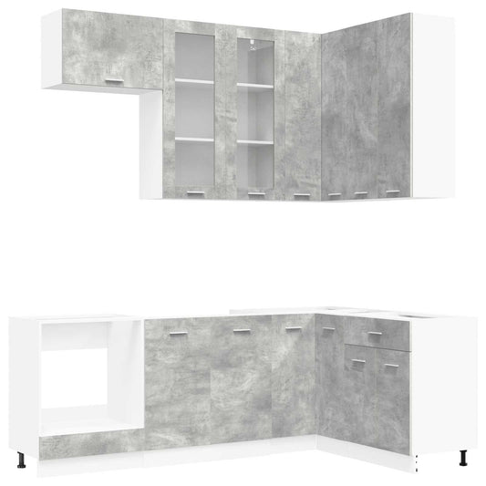 vidaXL Μονάδα κουζίνας LYON 8 pcs Γκρι Σκυροδέματος Επεξεργασμένο Ξύλο
