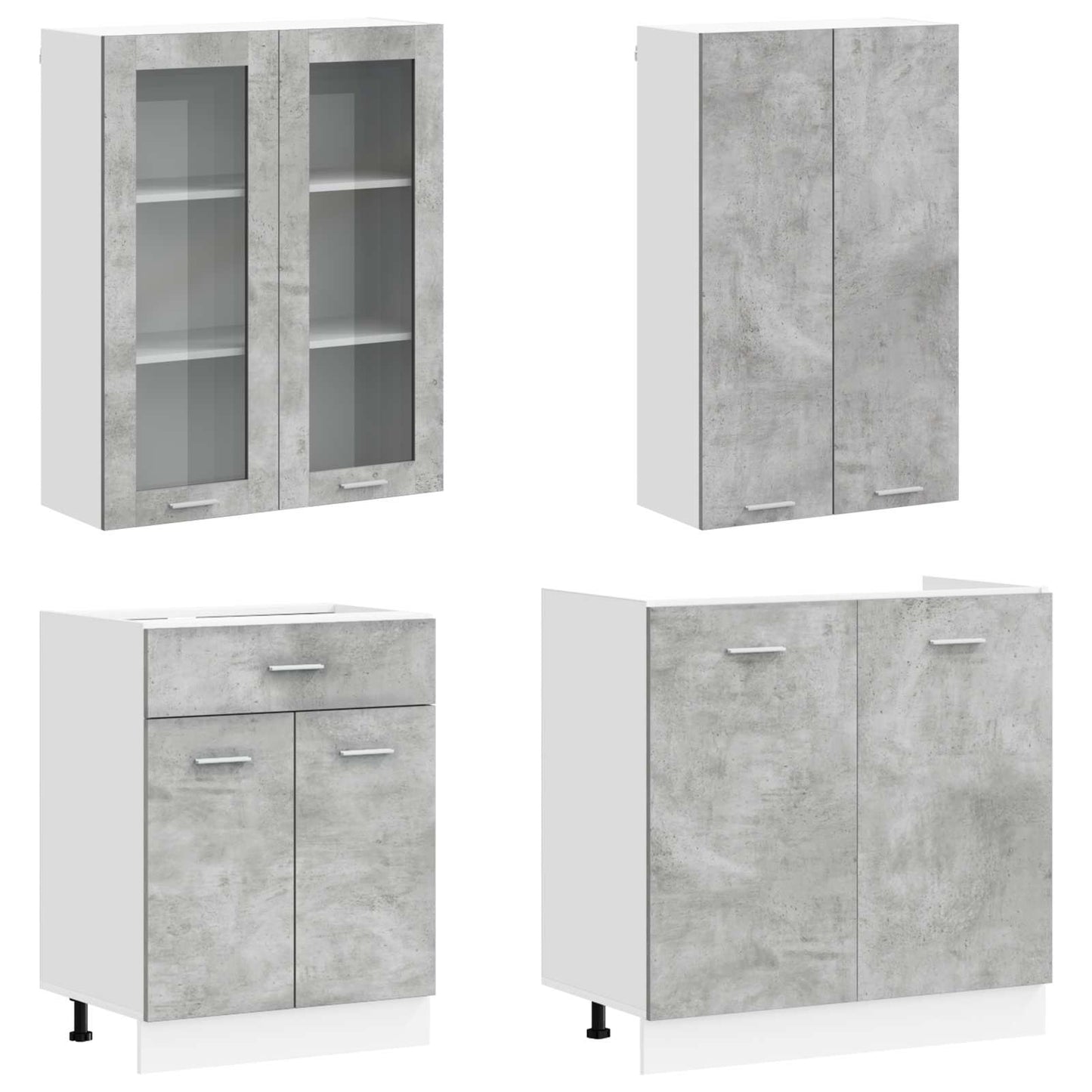 vidaXL Μονάδα κουζίνας LYON 8 pcs Γκρι Σκυροδέματος Επεξεργασμένο Ξύλο