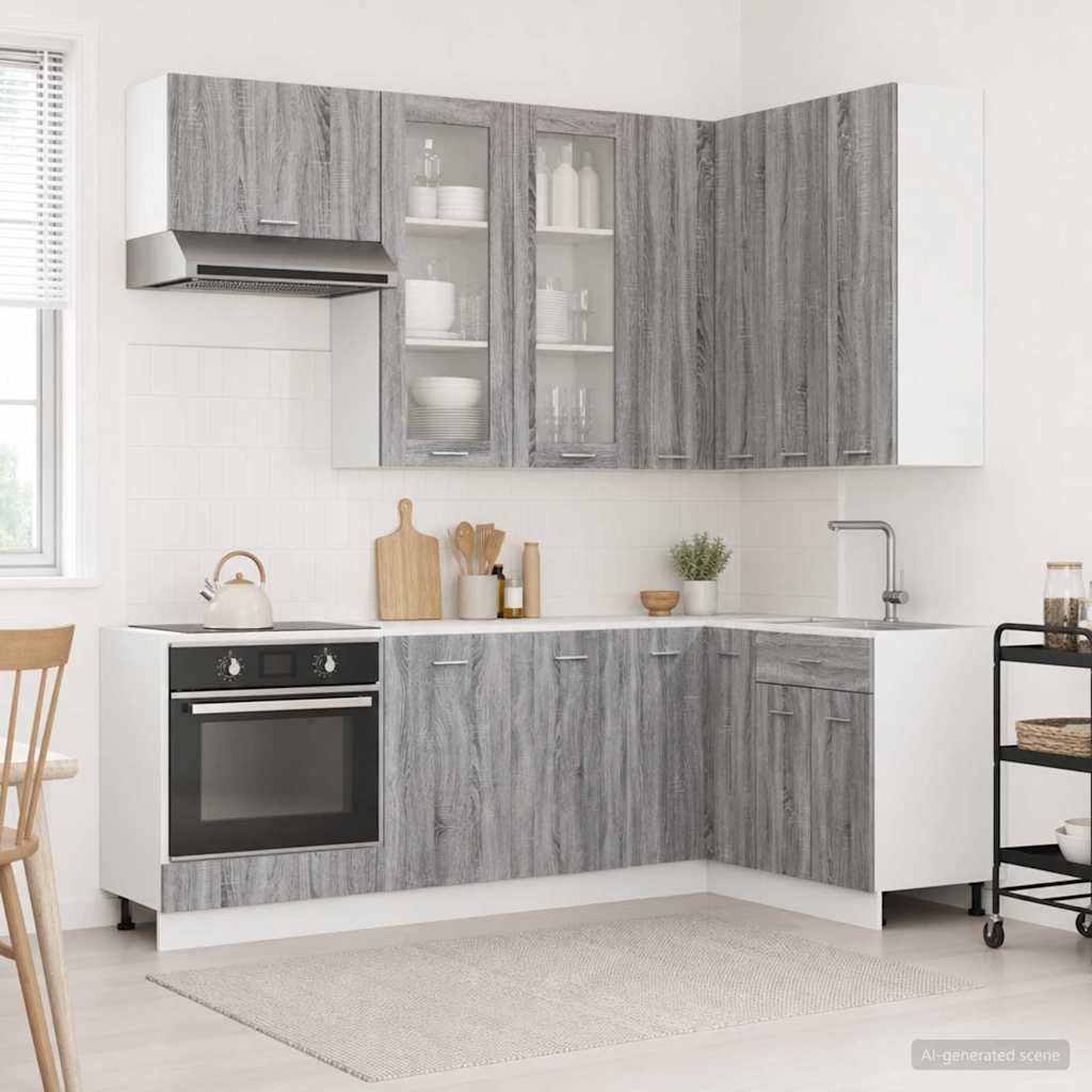 vidaXL Μονάδα κουζίνας LYON 8 pcs Γκρι Sonoma Επεξεργασμένο Ξύλο