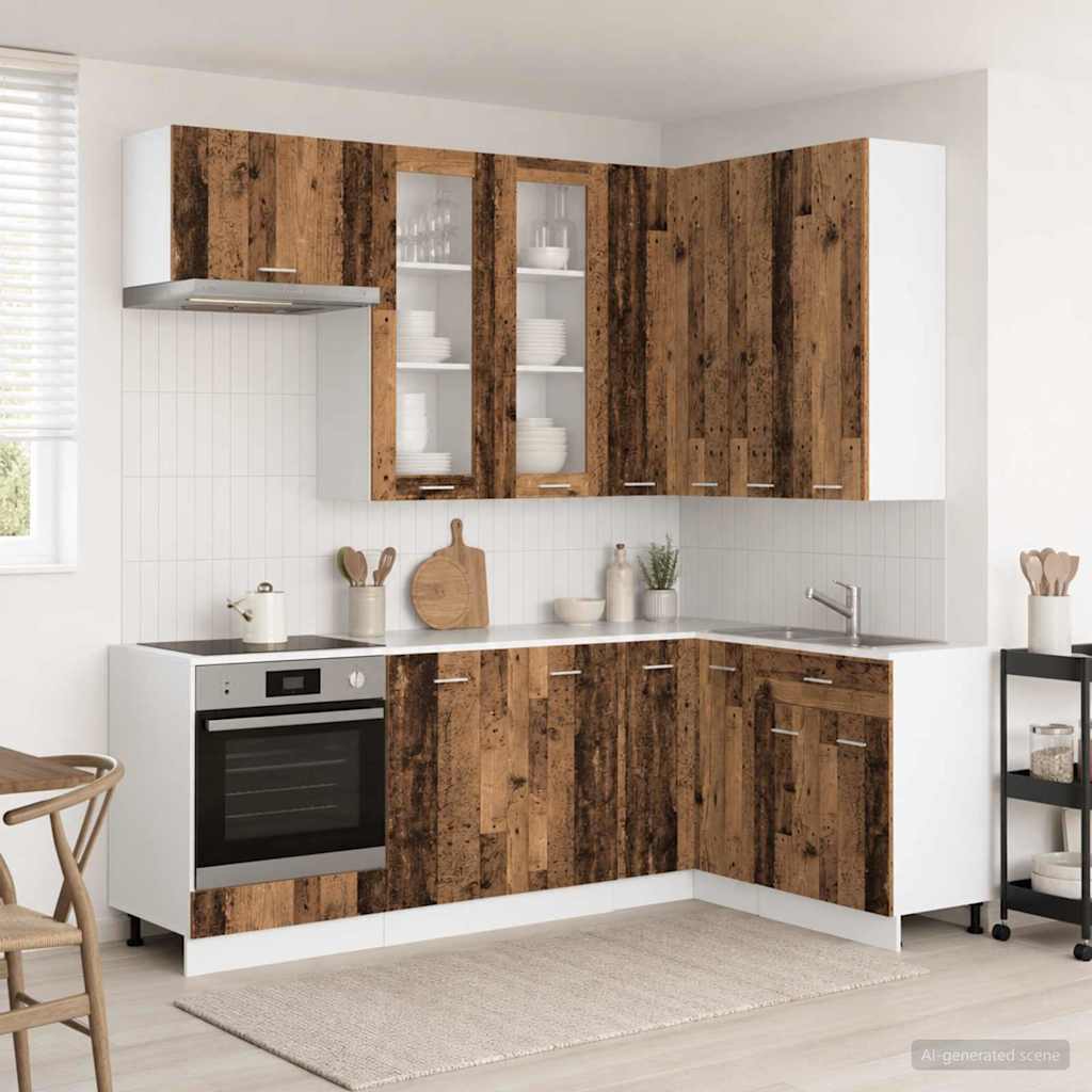 vidaXL Μονάδα κουζίνας LYON 8 pcs Παλαιωμένο ξύλο Επεξεργασμένο Ξύλο