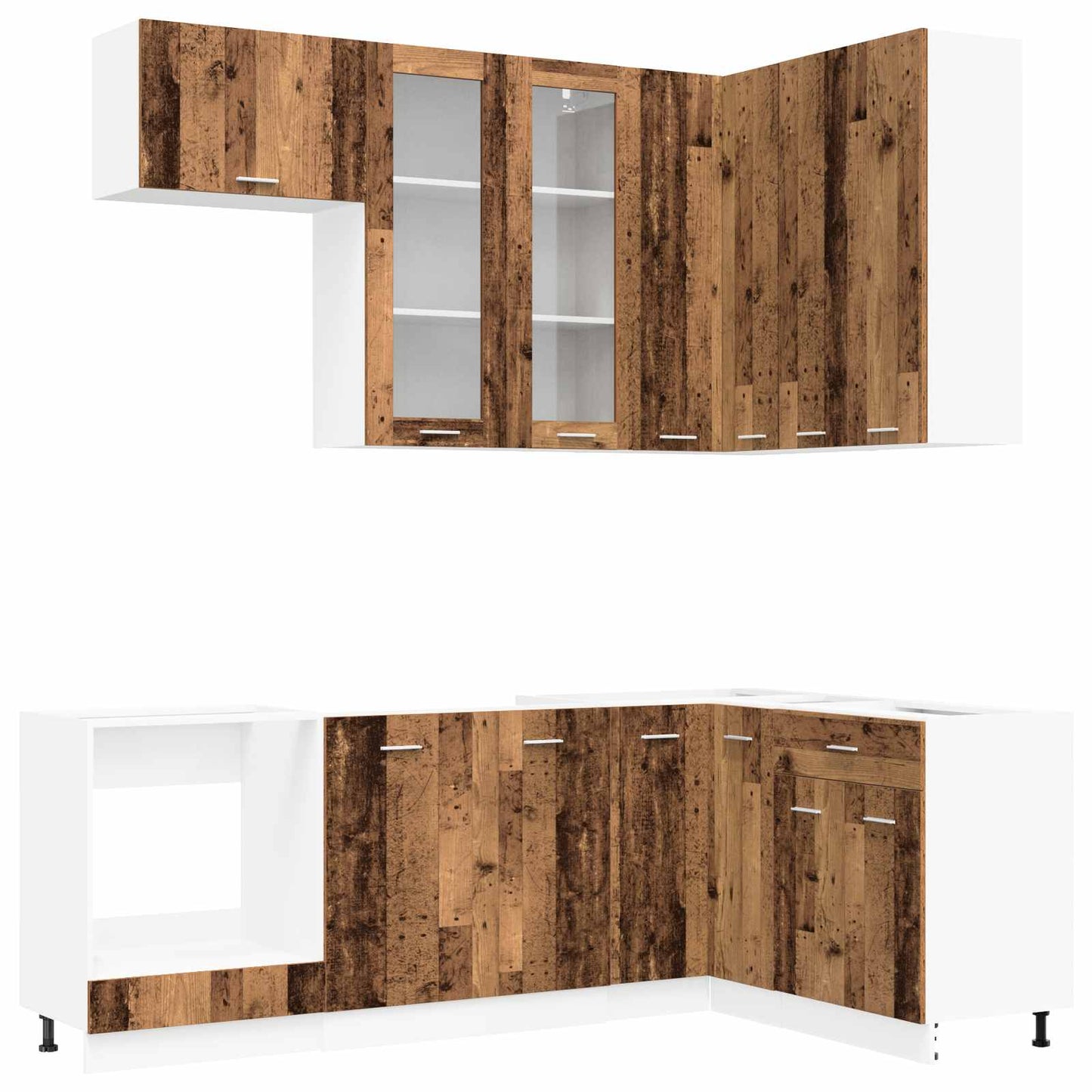 vidaXL Μονάδα κουζίνας LYON 8 pcs Παλαιωμένο ξύλο Επεξεργασμένο Ξύλο