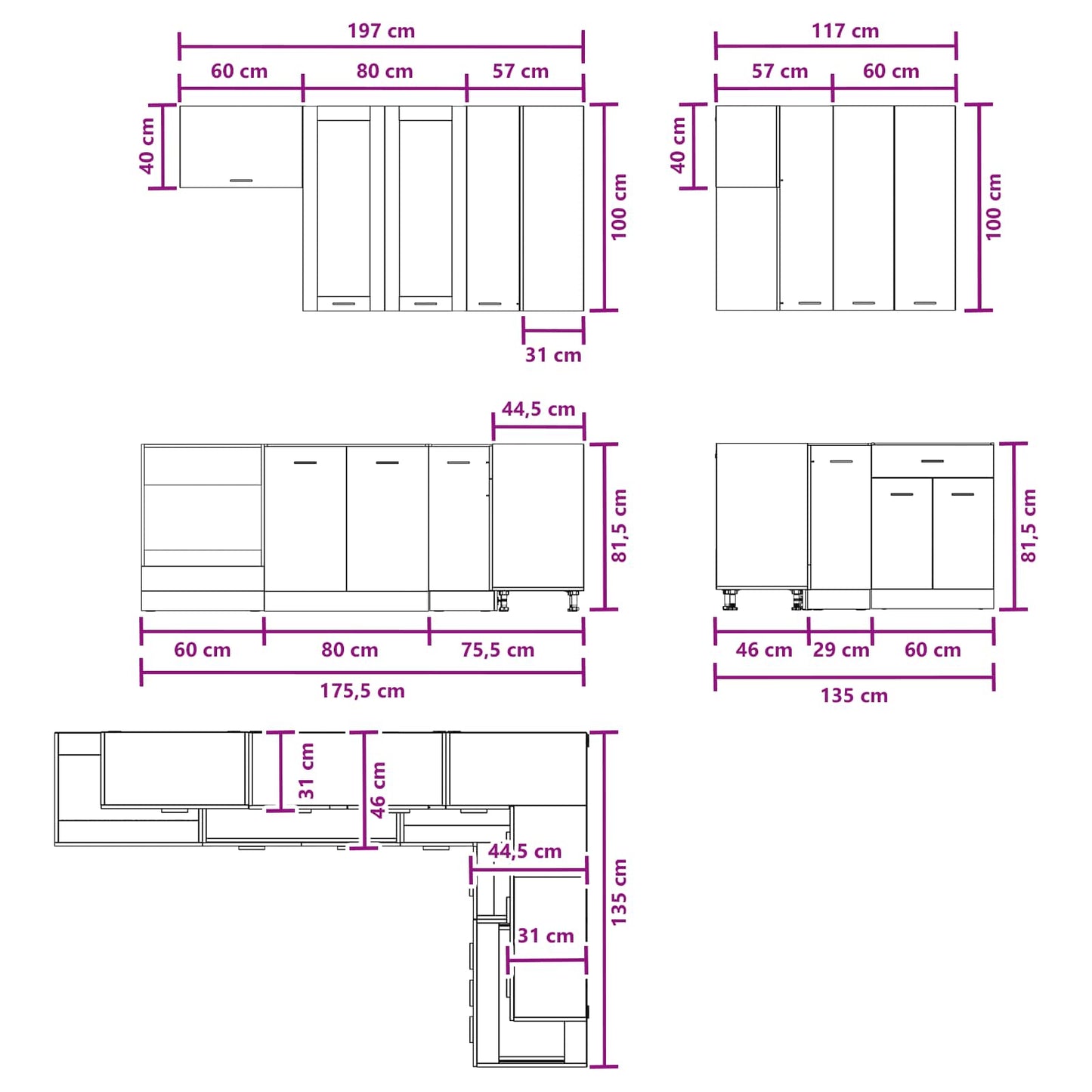 vidaXL Μονάδα κουζίνας LYON 8 pcs Artisan Δρυς Επεξεργασμένο Ξύλο