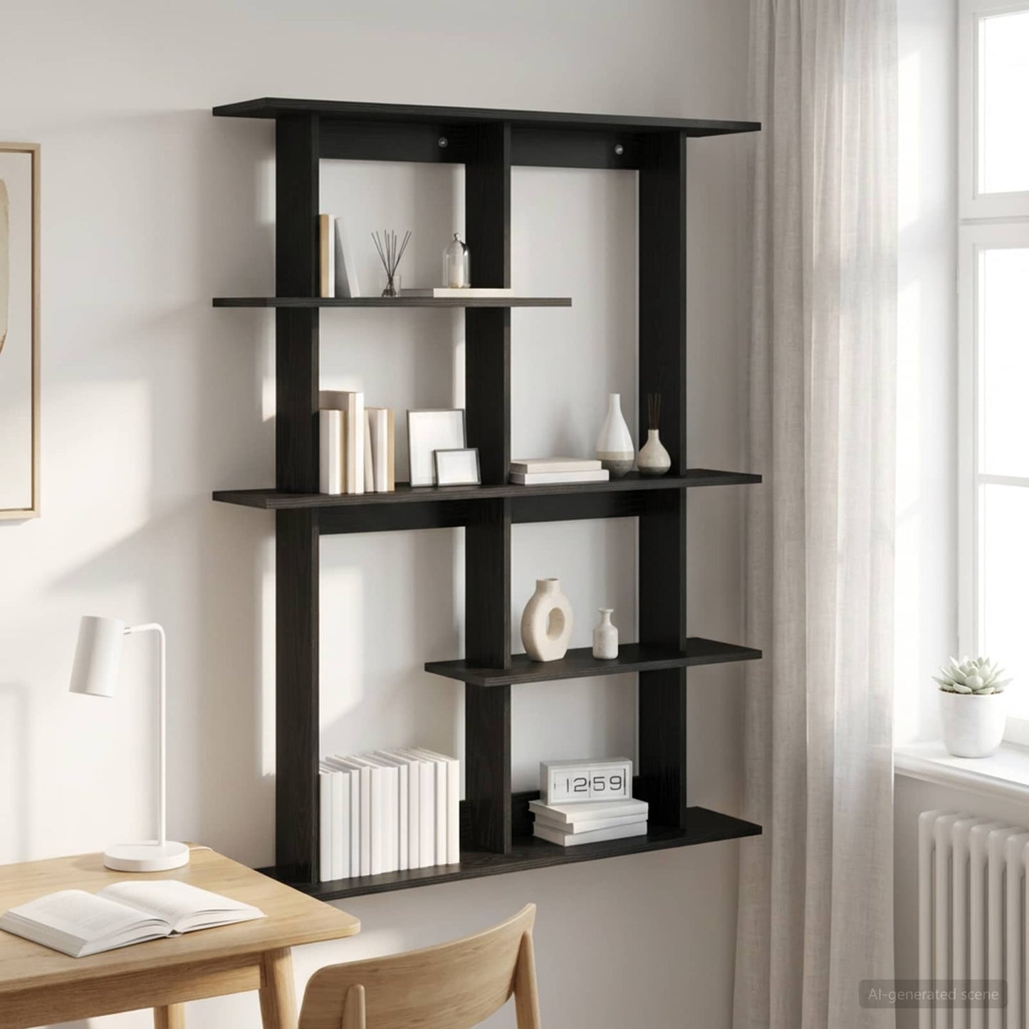 vidaXL Ράφι Τοίχου Μαύρη Δρυς 102 x 20 x 130 εκ. Επεξεργασμένο Ξύλο
