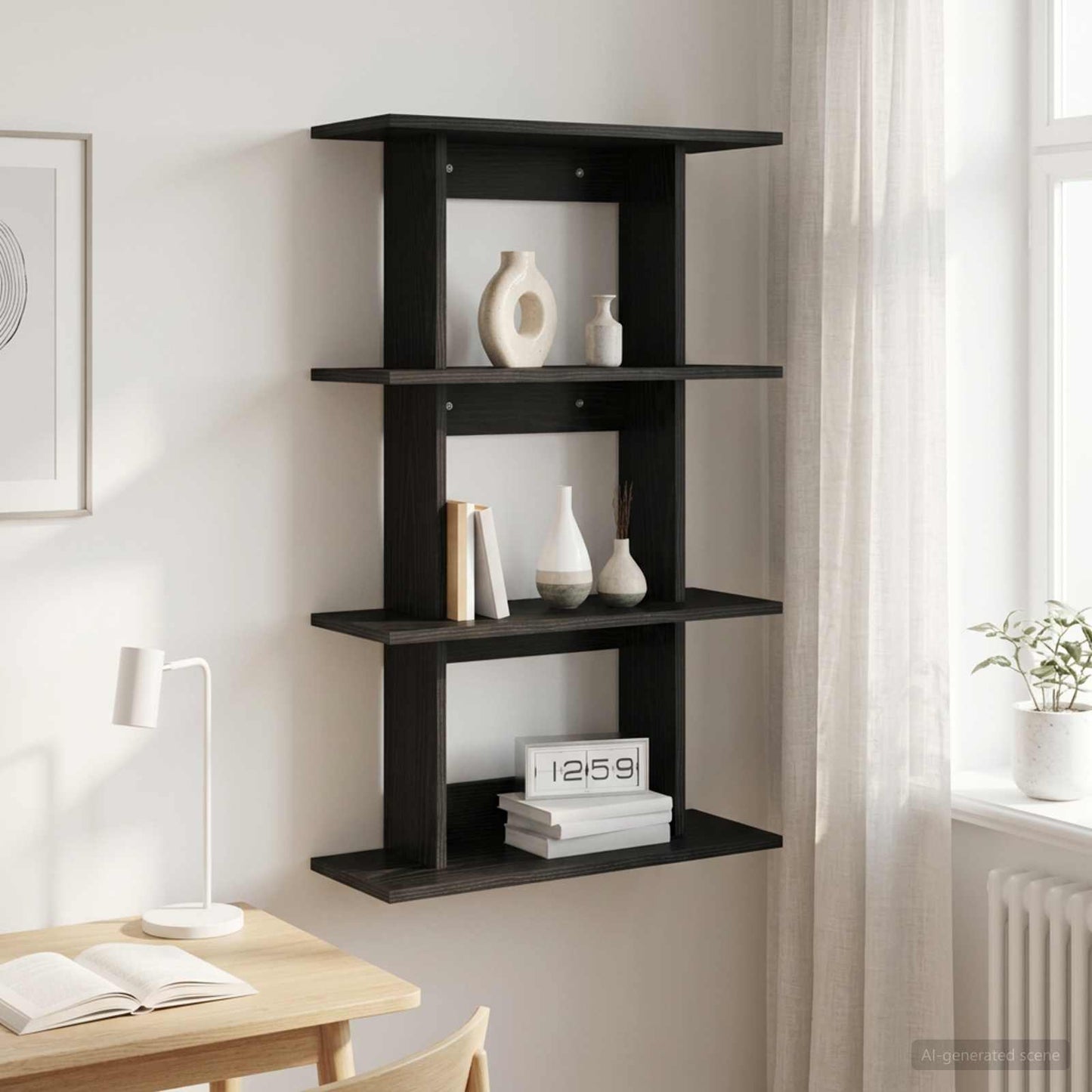 vidaXL Ράφι Τοίχου Επιτοίχιο Μαύρη Δρυς 56 x 20 x 90 εκ