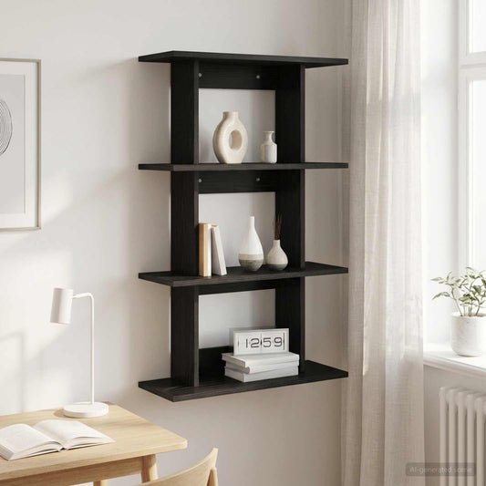vidaXL Ράφι Τοίχου Επιτοίχιο Μαύρη Δρυς 56 x 20 x 90 εκ